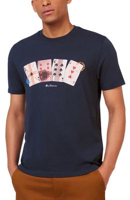 Ben Sherman Playing Cards Organic Cotton Graphic T-Shirt in Dark Navy