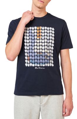 Ben Sherman Plectrum Art Organic Cotton Graphic T-Shirt in Dark Navy