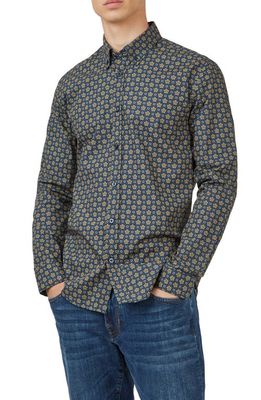 Ben Sherman Print Cotton Button-Down Shirt in Sunflower