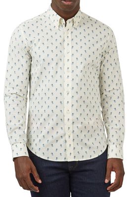 Ben Sherman Regular Fit Dot Print Cotton Button-Down Shirt in Ivory