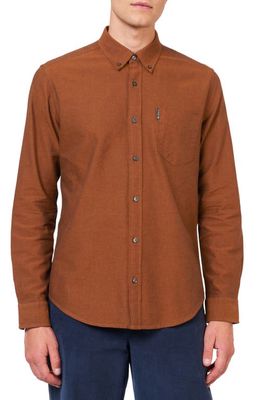 Ben Sherman Signature Organic Cotton Oxford Button-Down Shirt in Burnt Orange 