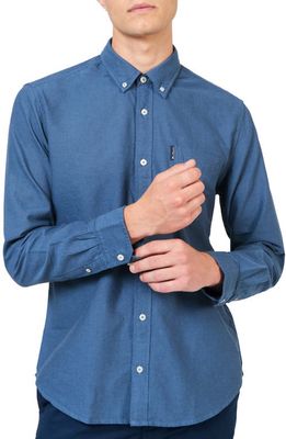 Ben Sherman Signature Organic Cotton Oxford Button-Down Shirt in Riviera Blue 