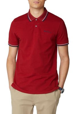 Ben Sherman Signature Tipped Organic Cotton Piqué Polo in Red