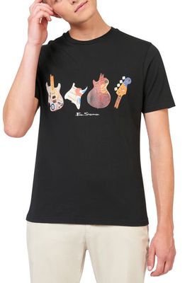 Ben Sherman Smashed Guitars Organic Cotton Graphic T-Shirt in Black