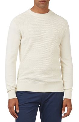 Ben Sherman Textured Front Cotton Sweater in Ivory