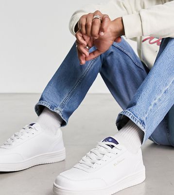 Ben Sherman wide fit flatform faux leather sneakers in white