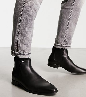 Ben Sherman wide fit leather chelsea boots in black