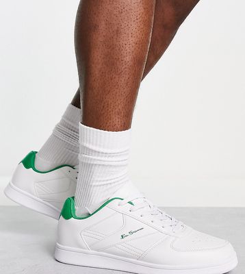 Ben Sherman wide fit minimal lace up sneakers in white and green