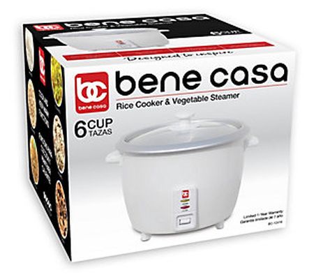 Bene Casa 6 Cup Rice Cooker with Auto Shut Off in White