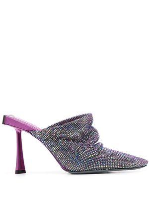 Benedetta Bruzziches crystal-embellished 90mm mules - Purple