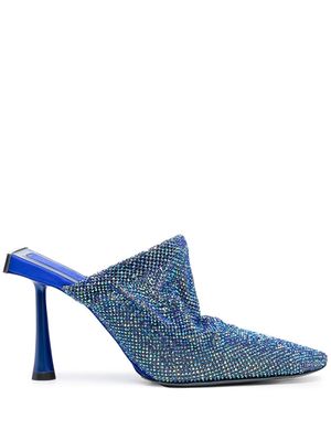 Benedetta Bruzziches crystal embellished square toe mules - Blue