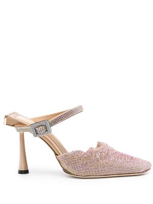 Benedetta Bruzziches Elena 100mm crystal-embellished mules - Gold