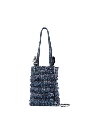 Benedetta Bruzziches rhinestone-embellished ruched mini bag - Blue