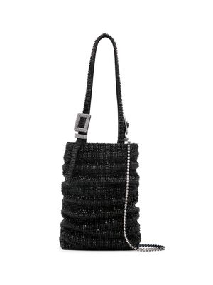 Benedetta Bruzziches rhinstone-embellished ruched mini bag - Black