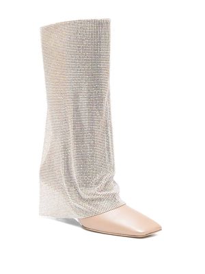 Benedetta Bruzziches Virginia 95mm crystal-drape boots - Neutrals
