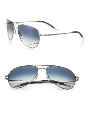 Benedict 59MM Chrome Aviator Sunglasses - Sapphire