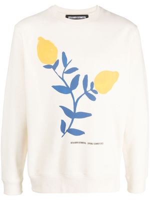 Benjamin Benmoyal lemon-print organic-cotton sweatshirt - Neutrals