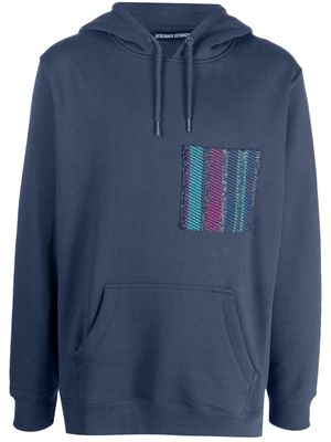 Benjamin Benmoyal striped-patch organic-cotton hoodie - Blue