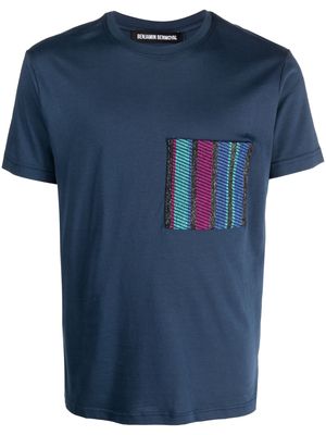 Benjamin Benmoyal striped patch-pocket T-shirt - Blue