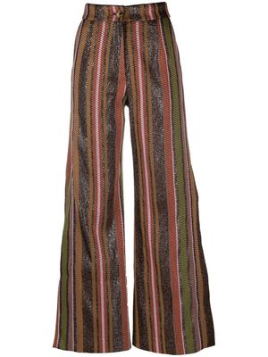Benjamin Benmoyal striped wide-leg trousers - Brown
