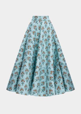 Bergamota Floral Cotton Maxi Skirt