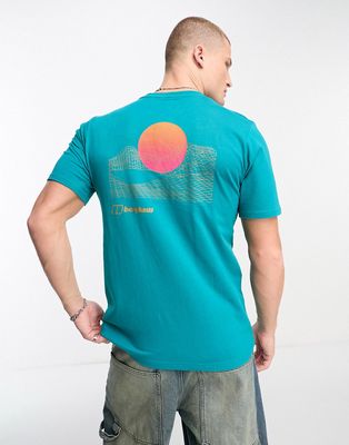 Berghaus Snowdon sun back print T-shirt in teal-Blue