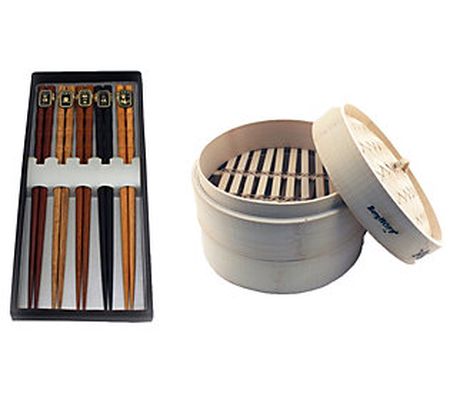 BergHOFF Bamboo 11-Piece Steamer Set with Steam er & Chopsticks