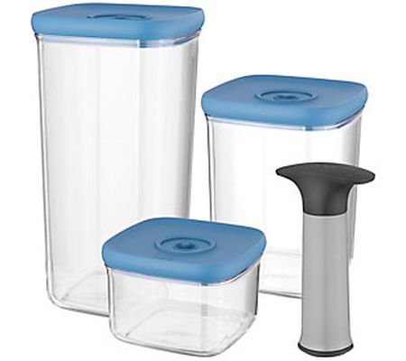 BergHOFF Leo 4-Piece Vacuum Food Container Set Blue