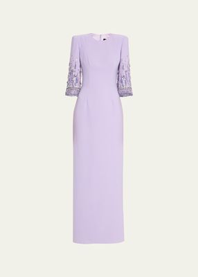 Bergman Embellished-Sleeve Gown