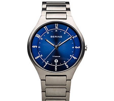 Bering Men's Blue Dial Titanium Bracelet Watch