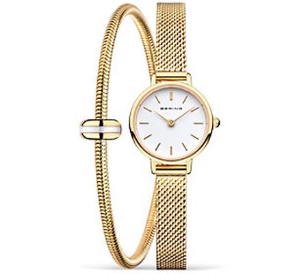 Bering Women's Classic Goldtone Watch & Charm B racelet Set