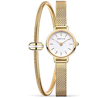 Bering Women's Classic Goldtone Watch & Charm Bracelet Set