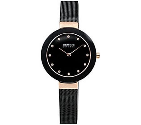 Bering Women's Rosetone & Black Mesh Bracelet Watch