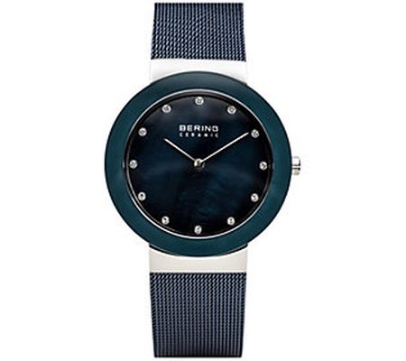 Bering Women's Stainless & Blue Mesh Bracelet Watch