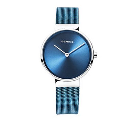 Bering Women's Stainless Blue Sunray Dial Watch
