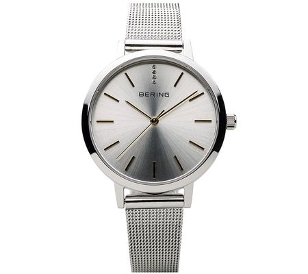 Bering Women's Stainless Sunray Dial & Mesh Bracelet Watch