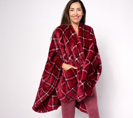 Berkshire Blanket Double-Sided Plaid Spa LoftCape Wrap