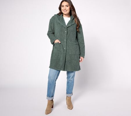 Berkshire Homewear Dobby Rib Fleece Wide Collar Cardigan