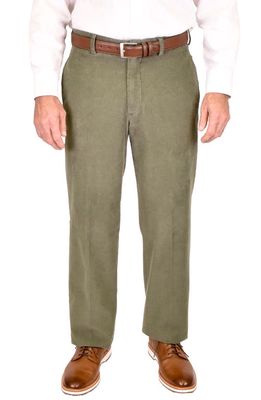 Berle Charleston Khakis Flat Front 14 Wale Corduroy Dress Pants in Olive