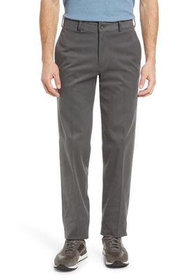 Berle Charleston Khakis Flat Front Brushed Stretch Twill Pants in Grey