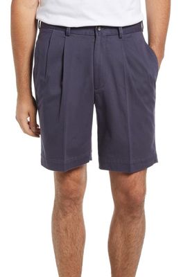 Berle Charleston Khakis Pleated Chino Shorts in Navy