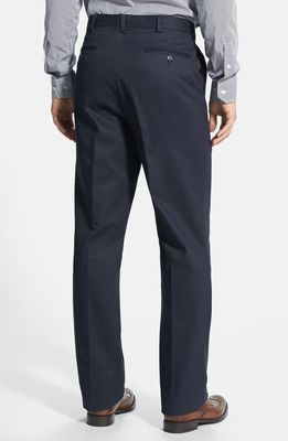 Berle Flat Front Classic Fit Cotton Dress Pants in Navy