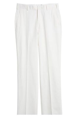 Berle Flat Front Classic Fit Cotton Dress Pants in White