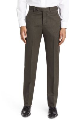 Berle Flat Front Classic Fit Wool Gabardine Dress Pants in Olive