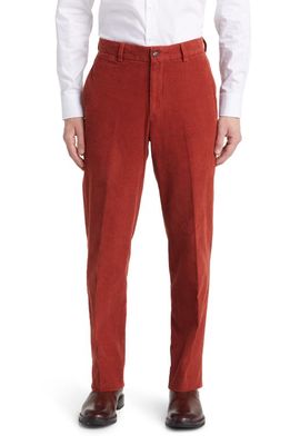 Berle Flat Front Corduroy Dress Pants in Rust 