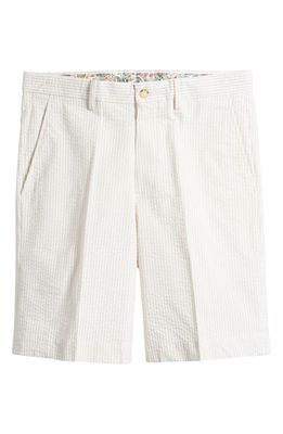 Berle Flat Front Cotton Seersucker Shorts in Tan