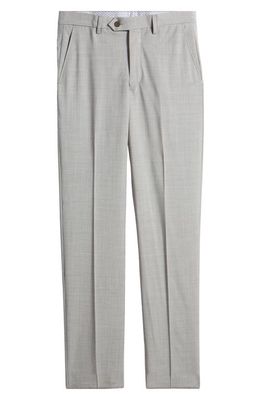 Berle Flat Front Tropical Weight Wool Dress Pants in Light Grey