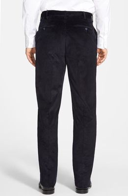 Berle Luxury Italian Corduroy Flat Front Pants in Navy