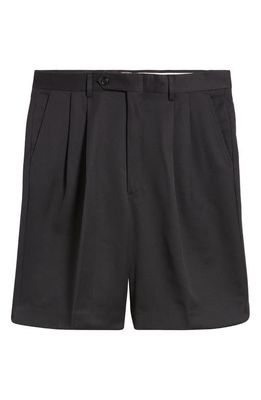 Berle Microfiber Pleated Shorts in Black