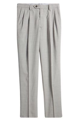 Berle Pleated Tropical Weight Wool Dress Pants in Light Grey